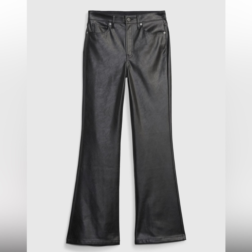 Gap High Rise Faux-Leather '70s Flare Pants - Picture 3 of 7